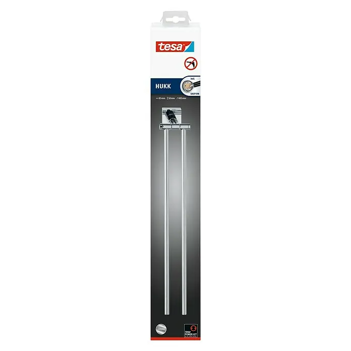 Tesa Hukk Handtuchhalter - 2-armig, Chrom, Glänzend - Vorderansicht