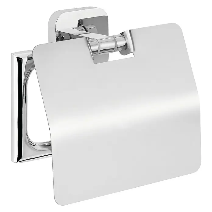 Tesa Elegaant Toilettenpapierhalter - Mit Deckel, Chrom, Glänzend - Diagonale Ansicht