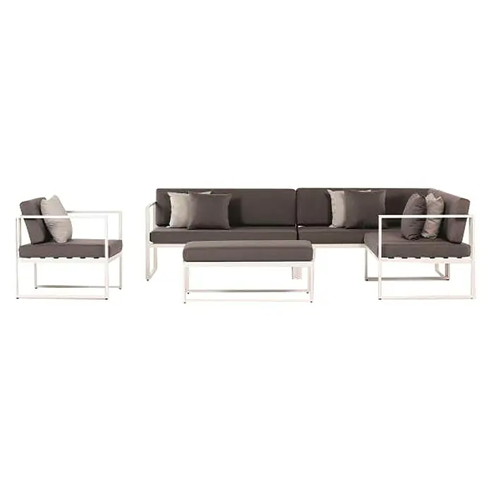 Sensum Skepparholmen Conjunto de muebles Sulkava - 5 piezas, Aluminio, Blanco, Antracita - Vista frontal