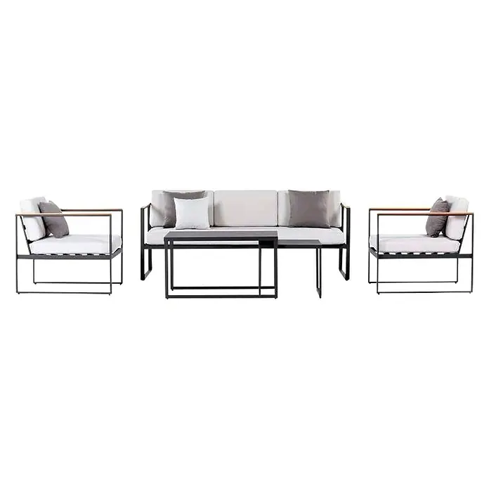 Sensum Hasseludden Set lounge namještaja - 5-dij., Aluminij, Crne boje, Svijetlosive boje - Pogled sprijeda