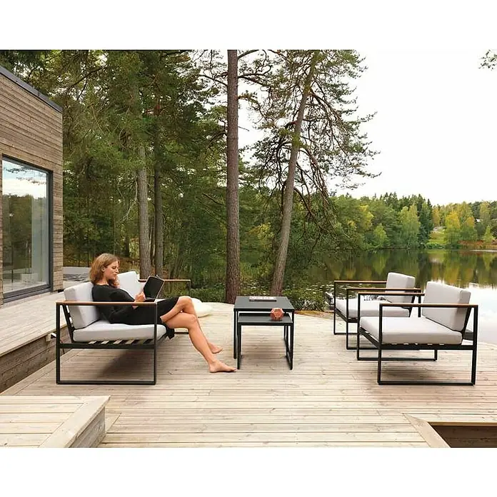 Sensum Hasseludden Set lounge namještaja - 5-dij., Aluminij, Crne boje, Svijetlosive boje - Proizvod u upotrebi