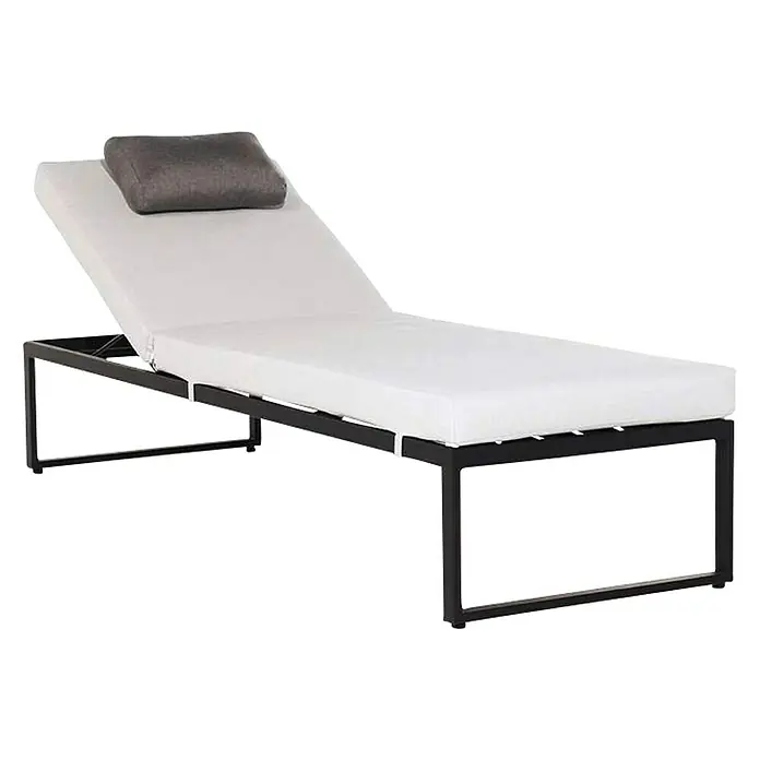 Sensum Skepparholmen Ležaljka za sunčanje - 200 x 67 x 32 cm, Aluminij, Crno-bijele boje - Dijagonalni pogled