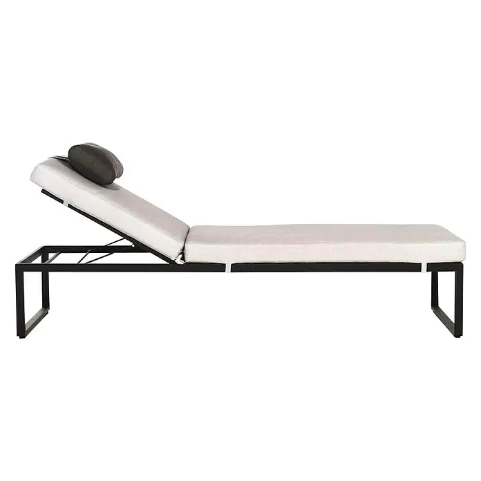 Sensum Skepparholmen Ležaljka za sunčanje - 200 x 67 x 32 cm, Aluminij, Crno-bijele boje - Pogled s desne strane