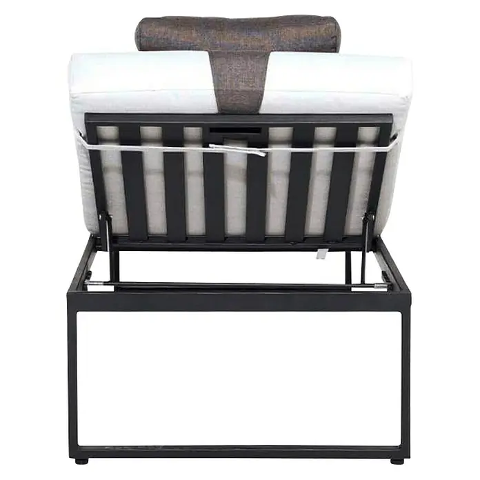 Sensum Skepparholmen Ležaljka za sunčanje - 200 x 67 x 32 cm, Aluminij, Crno-bijele boje - Pogled straga