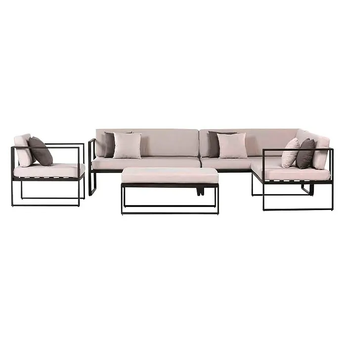 SENSUM Loungemöbel-Set Skepparholmen - 5 -tlg., Aluminium, Schwarz, Hellgrau - Vorderansicht