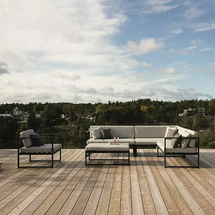 SENSUM Loungemöbel-Set Skepparholmen - 5 -tlg., Aluminium, Schwarz, Hellgrau - Stimmungsaufnahme
