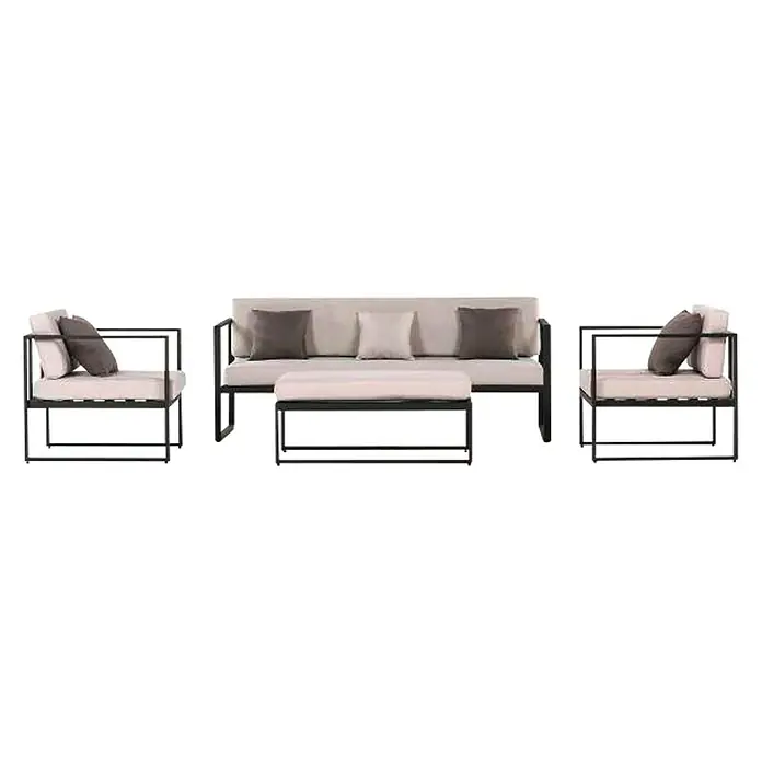 Sensum Skepparholmen Set lounge namještaja - 4-dij., Čelik, Crne boje, Svijetlosive boje - Pogled sprijeda