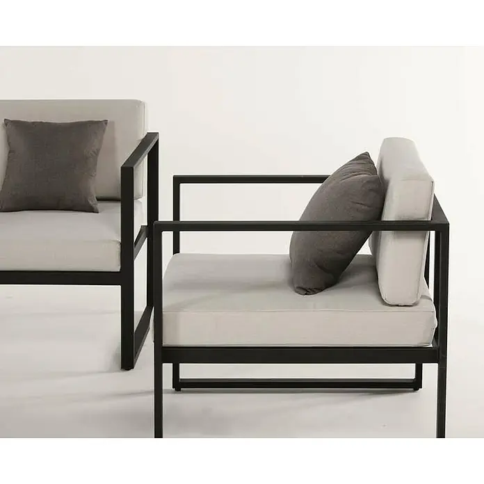 Sensum Skepparholmen Set lounge namještaja - 4-dij., Čelik, Crne boje, Svijetlosive boje - Detaljan prikaz
