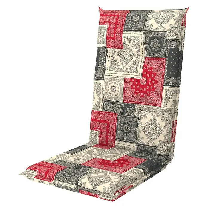 Doppler Gartenmöbel-Auflage Motion XL - Rot, Beige, Anthrazit, L x B x H: 122 x 52 x 8 cm, Hochlehner, Baumwoll-Polyester-Mischgewebe - Diagonale Ansicht