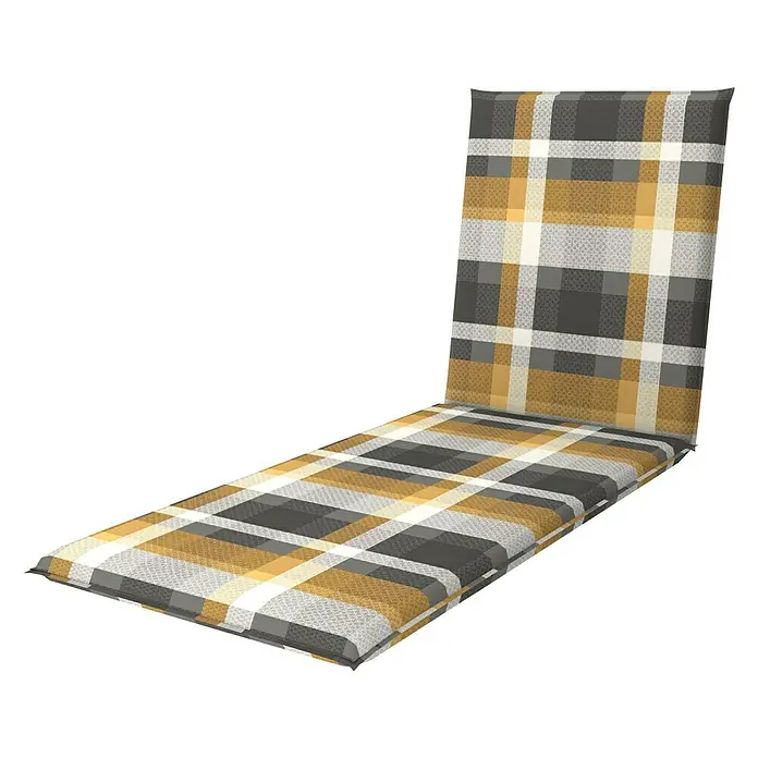 Doppler Gartenmöbel-Auflage Living - Anthrazit/Senf, Beige, L x B x H: 195 x 60 x 6 cm, Liegenauflage, Baumwoll-Polyester-Mischgewebe - Diagonale Ansicht