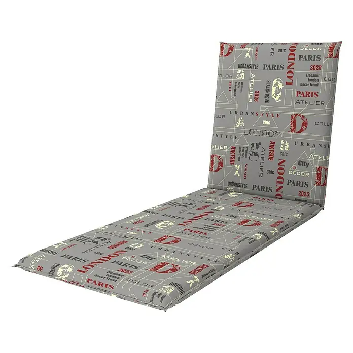 Doppler Gartenmöbel-Auflage Living - Beige, Rot, Weiß, L x B x H: 195 x 60 x 6 cm, Liegenauflage, Baumwoll-Polyester-Mischgewebe - Diagonale Ansicht
