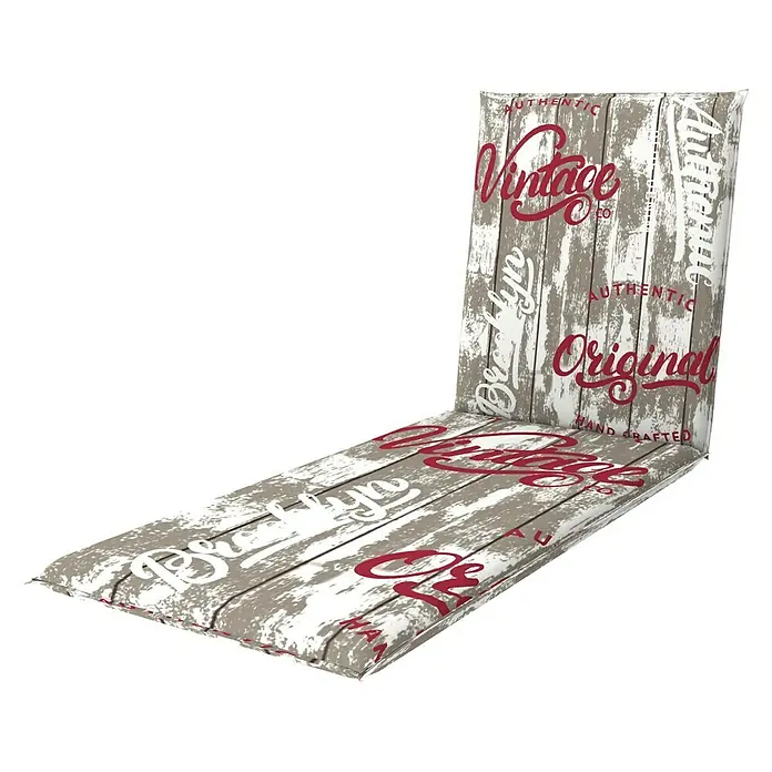 Doppler Gartenmöbel-Auflage Living - Beige, Rot, Weiß, L x B x H: 195 x 60 x 6 cm, Liegenauflage, Baumwoll-Polyester-Mischgewebe - Diagonale Ansicht