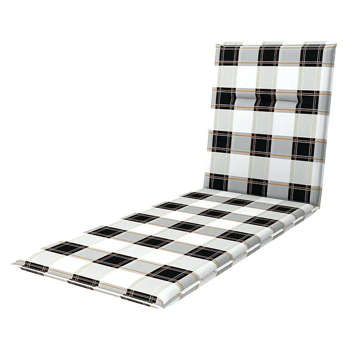 Doppler Gartenmöbel-Auflage Spot - Liegenauflage, Weiß, Schwarz, L x B x H: 195 x 60 x 5 cm, Baumwoll-Polyester-Mischgewebe - Diagonale Ansicht