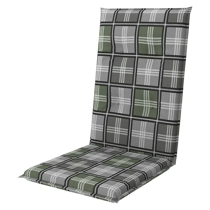 Doppler Gartenmöbel-Auflage Motion XL - Grün, Grau, L x B x H: 122 x 52 x 8 cm, Hochlehner, Baumwoll-Polyester-Mischgewebe - Diagonale Ansicht
