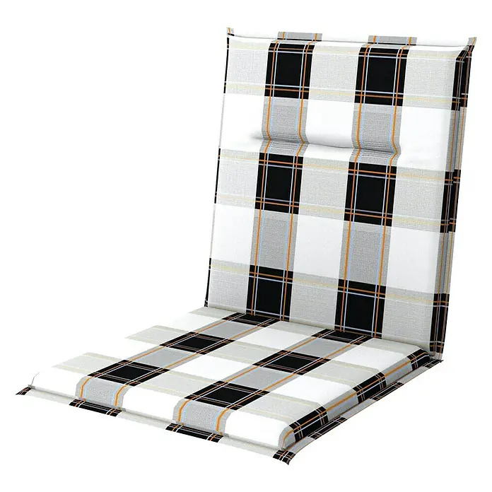 Doppler Gartenmöbel-Auflage Spot - Niederlehner, Weiß, Schwarz, L x B x H: 100 x 48 x 5 cm, Baumwoll-Polyester-Mischgewebe - Diagonale Ansicht