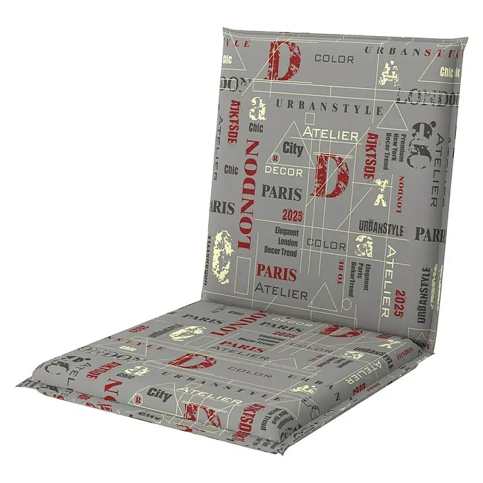 Doppler Gartenmöbel-Auflage Living - Beige, Rot, Weiß, L x B x H: 100 x 48 x 6 cm, Niederlehner, Baumwoll-Polyester-Mischgewebe - Diagonale Ansicht