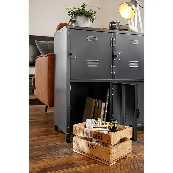 Metallschrank Vintage Industrial Style - 35 x 75 x 82,5 cm, Anzahl Türen: 4 Stk., Anzahl Fächer: 4 Stk. - Stimmungsaufnahme