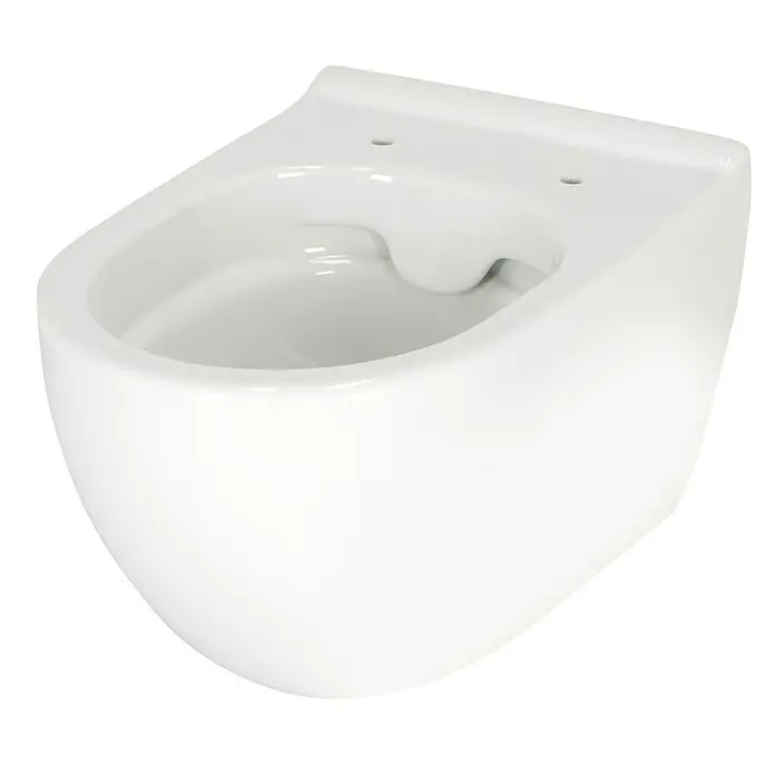 Camargue San Francisco Wand-WC - Spülrandlos, Ohne Spezialglasur, Spülform: Tief, WC Abgang: Waagerecht, Weiß - Diagonale Ansicht