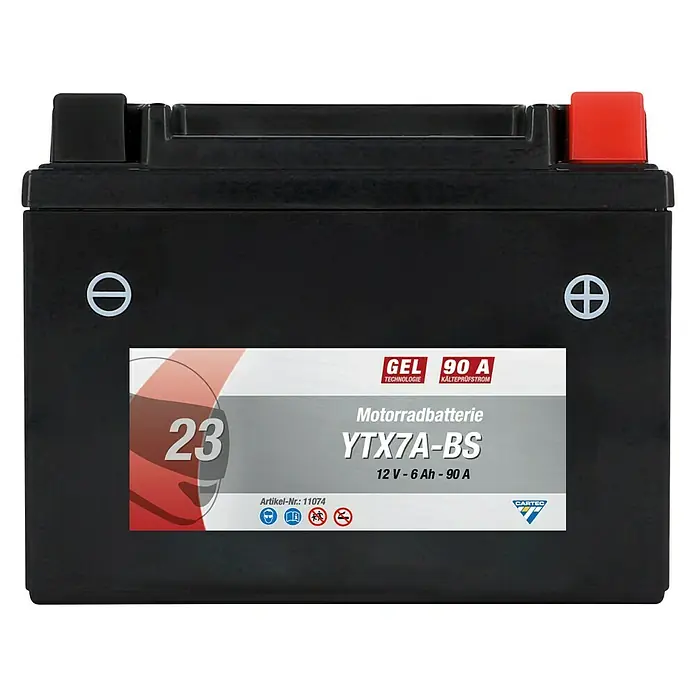 Cartec Motorradbatterie - Kaltstartstrom nach EN: 90 A - Vorderansicht