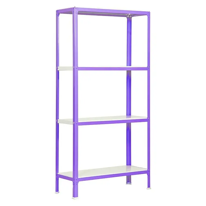 Simonrack Homeclick Metallregal Mini - L x B x H: 40 x 80 x 160 cm, Traglast: 150 kg/Boden, Anzahl Böden: 4 Stk., Lila - Diagonale Ansicht