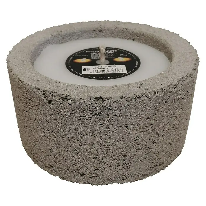 Outdoor-Kerze Beton - Ø x H: 15 x 7,5 cm, Weiß - Diagonale Ansicht