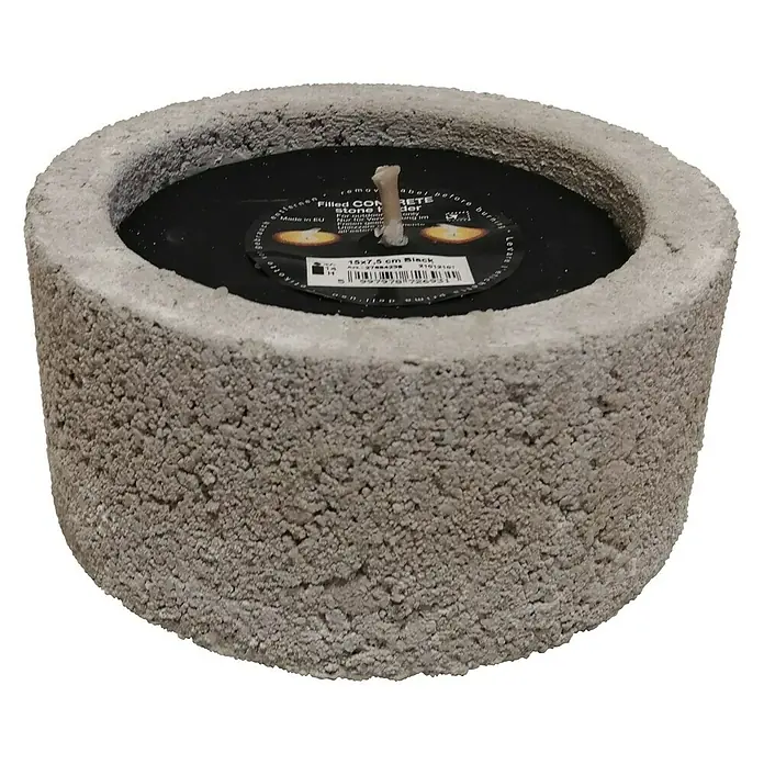 Outdoor-Kerze Beton - Ø x H: 15 x 7,5 cm, Schwarz - Diagonale Ansicht