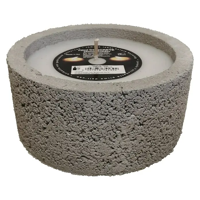 Outdoor-Kerze Beton - Ø x H: 20 x 10 cm, Weiß - Diagonale Ansicht