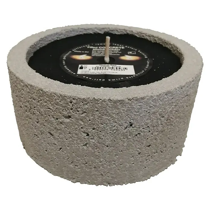 Outdoor-Kerze Beton - Ø x H: 20 x 10 cm, Schwarz - Diagonale Ansicht