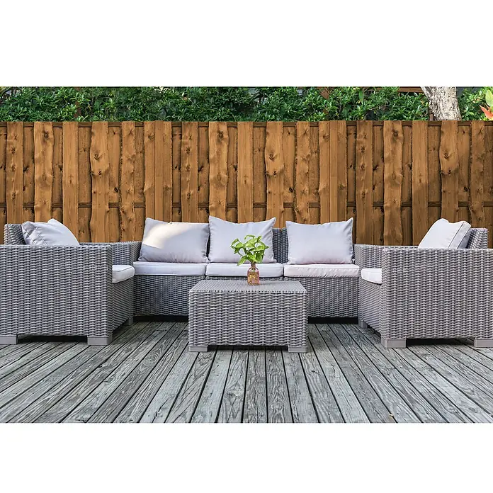 Forest-Style Sichtschutzzaun Texas - Maße B x H: 180 x 180 cm, Ausführung: Gerade, Farbe: Kiefernfarbe - Stimmungsaufnahme