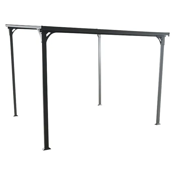 Sunfun Anstellpavillon Zypern - L x B: 300 x 300 cm, Anthrazit - Diagonale Ansicht