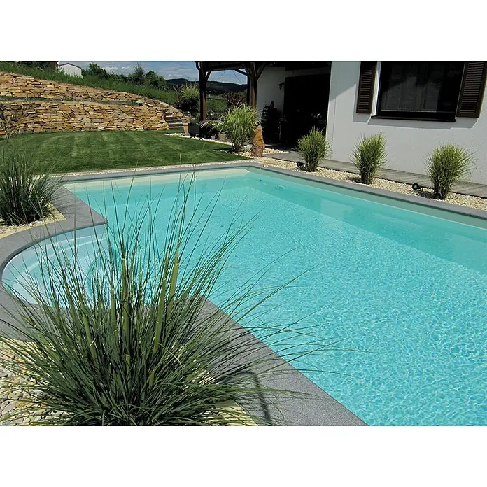 KWAD Rechteckbecken-Set de Luxe - L x B x H: 6 x 3 x 1,5 m, Fassungsvermögen: 27.000 l, Farbe Innenfolie: Blau, Ausführung: Mit Römertreppe - Detailaufnahme