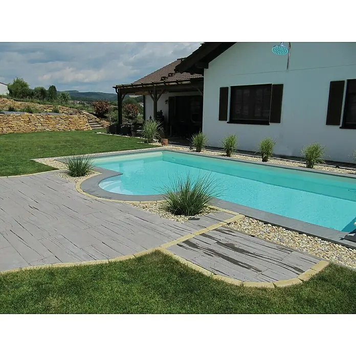 KWAD Rechteckbecken-Set de Luxe - L x B x H: 6 x 3 x 1,5 m, Fassungsvermögen: 27.000 l, Farbe Innenfolie: Blau, Ausführung: Mit Römertreppe - Stimmungsaufnahme