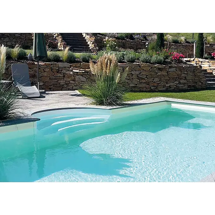 KWAD Rechteckbecken-Set Gran Canaria - L x B x H: 8 x 4 x 1,5 m, Fassungsvermögen: 48.000 l, Farbe Innenfolie: Blau, Ausführung: Mit Römertreppe - Detailaufnahme