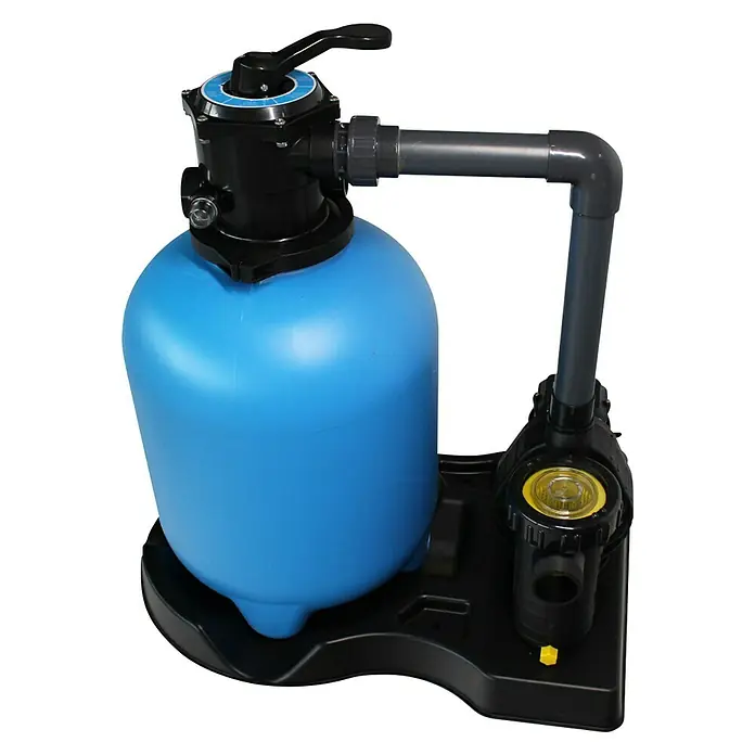 KWAD Sandfilteranlage Blue Line Top Mount - Filterleistung: 6 m³/h, Passend für Poolgröße: 45.000 l - Diagonale Ansicht