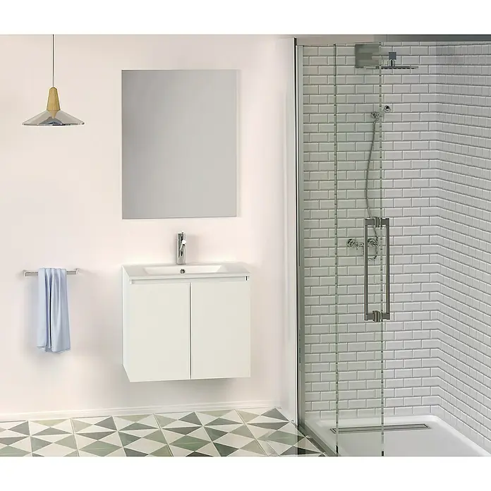Conjunto de mueble de baño Teide - 60 cm, 3 piezas, Blanco, Mate - Foto ambiente
