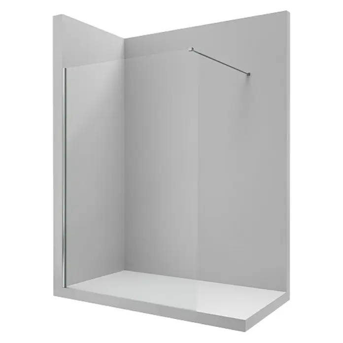 Roca Mampara de ducha fija Victoria DF - An x Al: 90 x 195 cm, 6 mm, Plata brillo - Vista angular