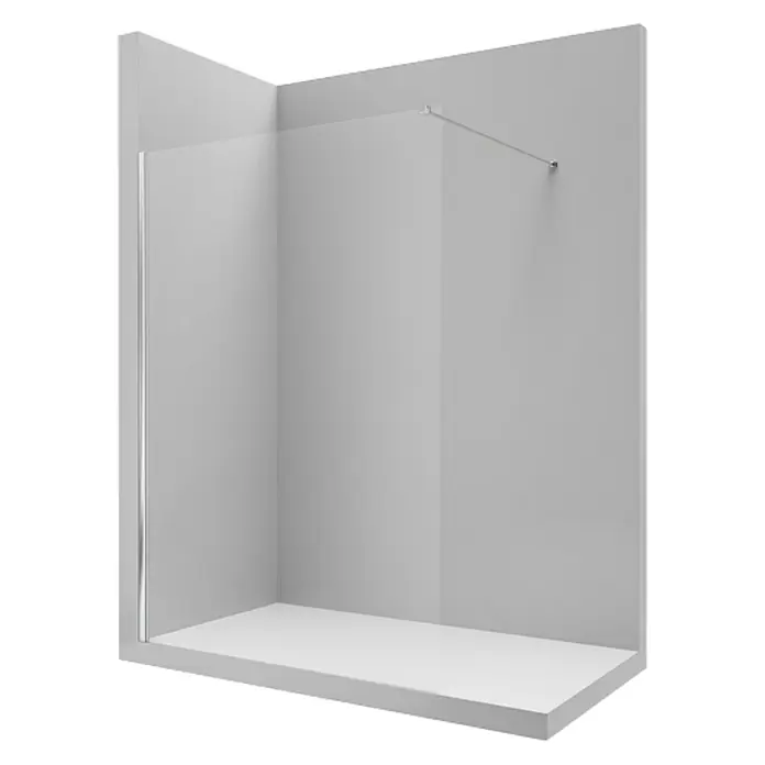Roca Mampara de ducha fija Ura DF - An x Al: 100 x 195 cm, 6 mm, Plata brillo - Vista angular