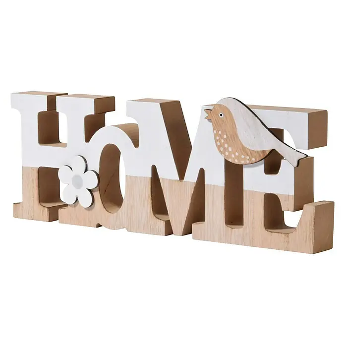 Dobar Tischdeko Home - Holz/Weiß, L x B x H: 30,5 x 2,8 x 10,5 cm, Holz - Diagonale Ansicht