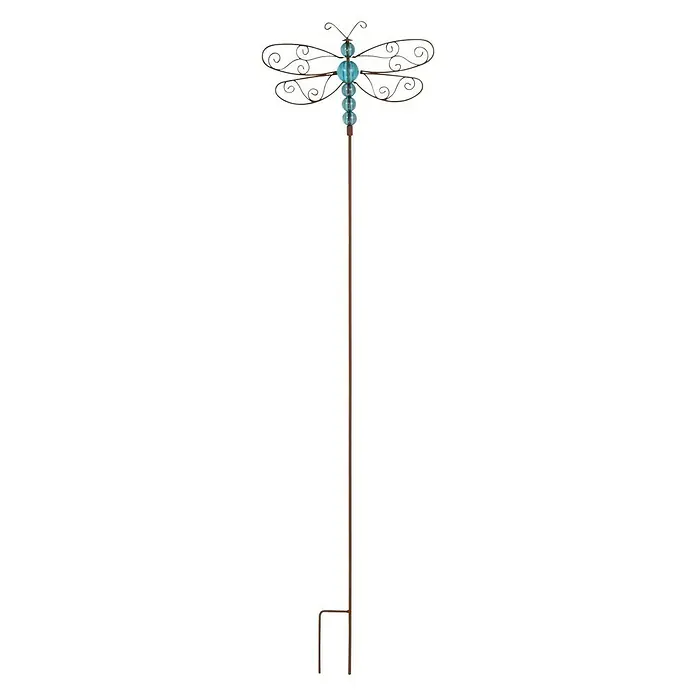 Dobar Universal-Gartenstab Libelle - Rost/Blau, Höhe: 104,5 cm, Metall - Vorderansicht