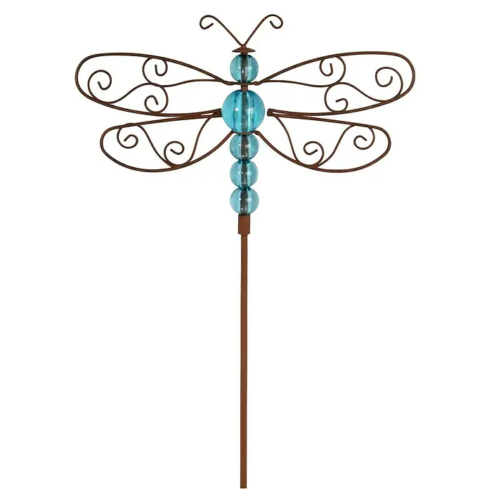 Dobar Universal-Gartenstab Libelle - Rost/Blau, Höhe: 104,5 cm, Metall - Detailaufnahme