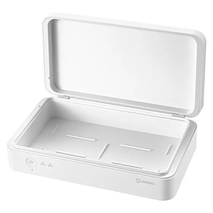 Ledvance Desinfektionsbox UVC LED - Weiß, 21,9 x 12,6 x 6,3 cm, USB-Anschluss - Diagonale Ansicht