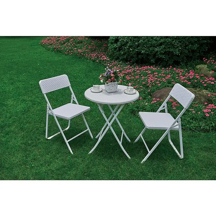 Balkonski set namještaja Santorini - 3-dij., Bijele boje - Živopisni prikaz