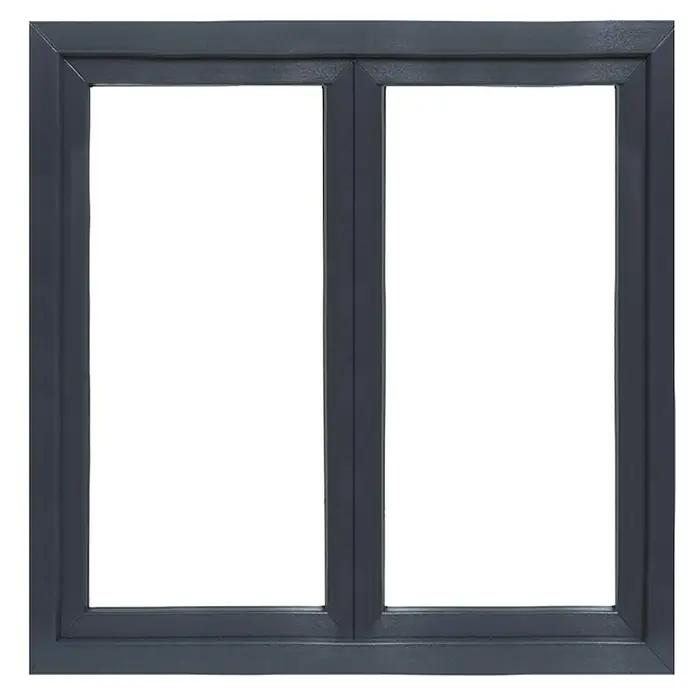 PVC prozor bez kvake - Š x V: 120 x 120 cm, DIN desno, Bijele boje, Antracit - Pogled sprijeda