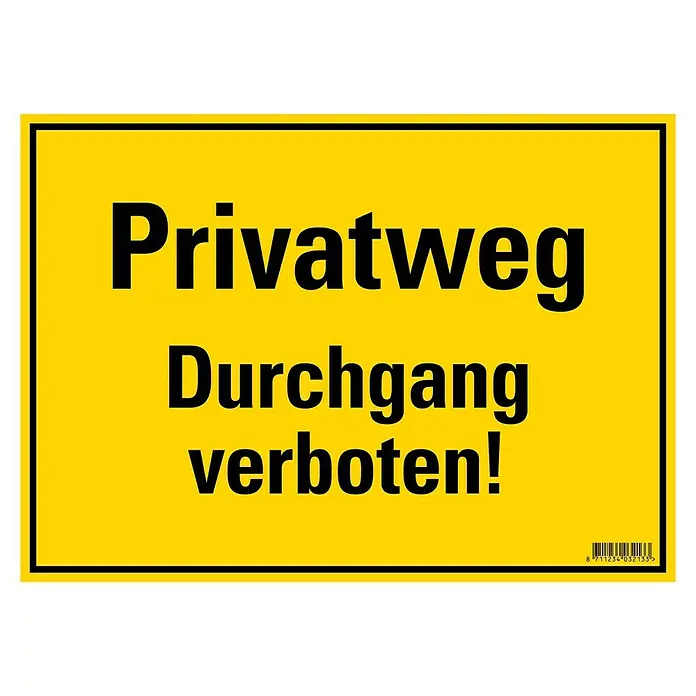 Pickup Hinweisschild - L x B: 35 x 25 cm, Durchgang verboten - Draufsicht