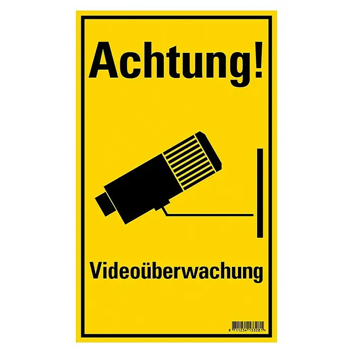 Pickup Hinweisschild - L x B: 20 x 33 cm, Videokamera - Draufsicht