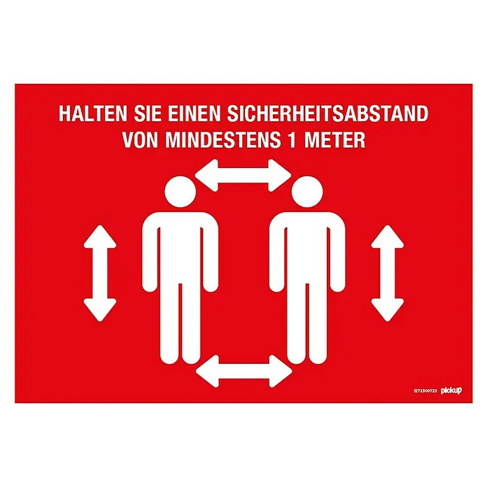 Pickup Hinweisschild - Abstand halten, L x B: 33 x 20 cm, Rot/Weiß - Draufsicht
