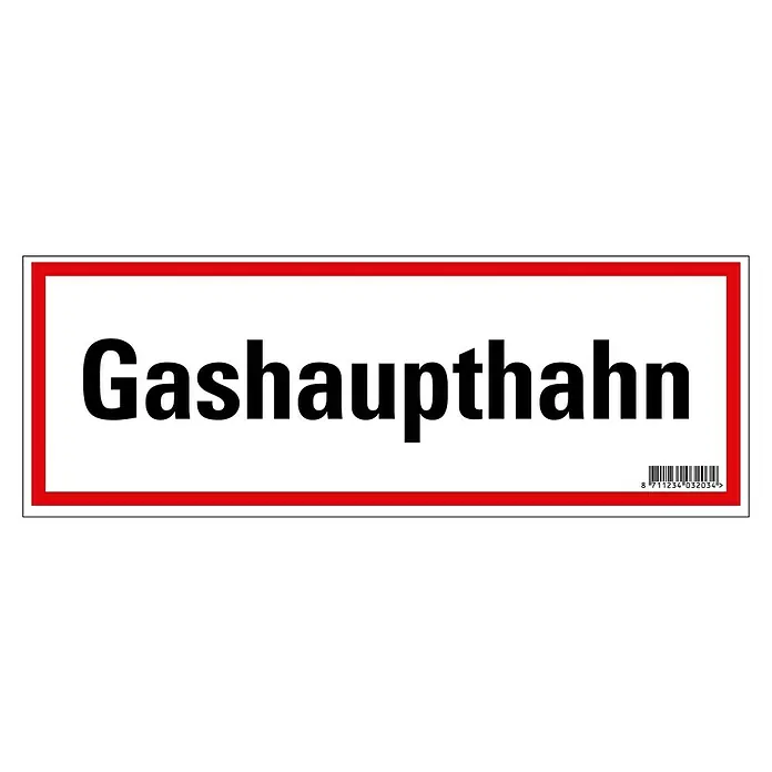 Pickup Hinweisschild - L x B: 33 x 12 cm, Gashaupthahn - Draufsicht