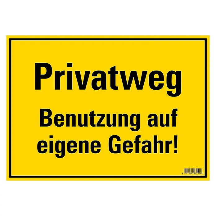 Pickup Hinweisschild - L x B: 350 x 250 cm, Benutzung auf eigene Gefahr - Draufsicht