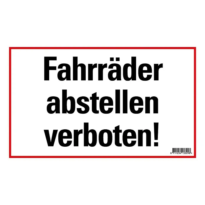 Pickup Hinweisschild - L x B: 33 x 20 cm, Fahrräder abstellen verboten - Draufsicht
