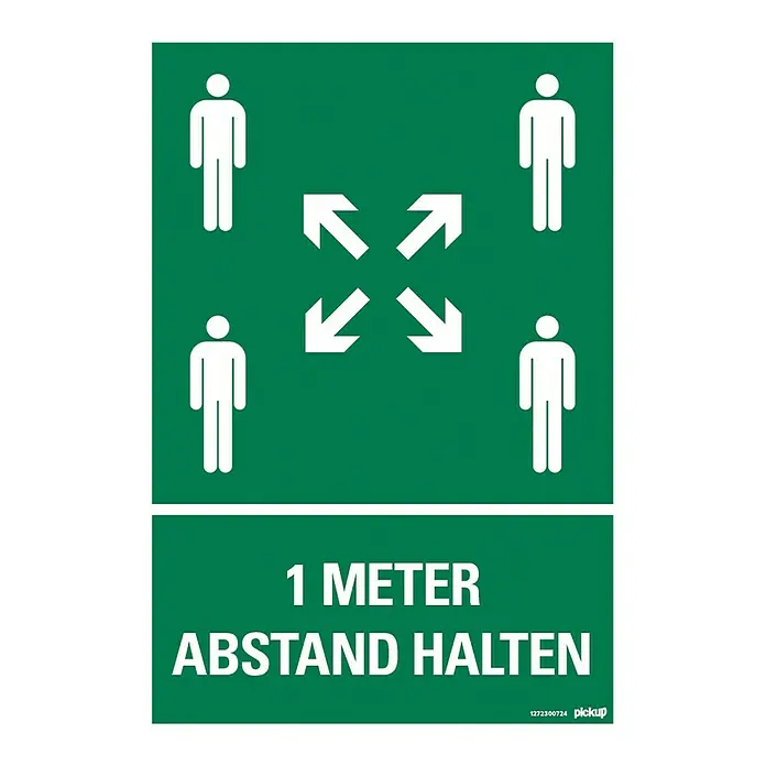 Pickup Hinweisschild - Abstand halten, L x B: 23 x 33 cm, Grün/Weiß - Draufsicht